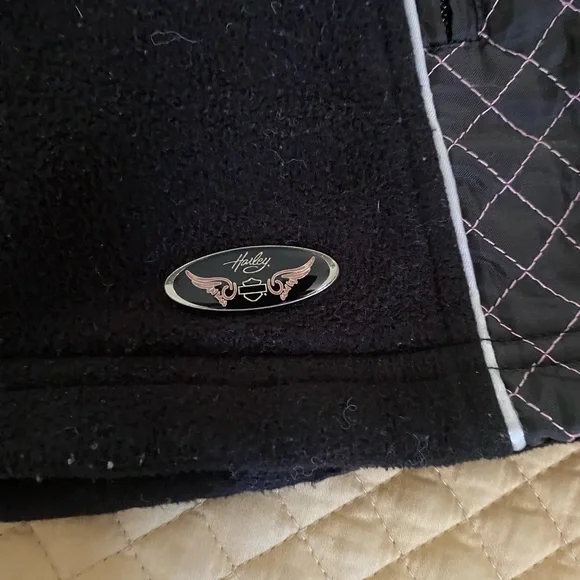 Harley-Davidson® Women's Pink Label Fleece Jacket, Black/Pink. 98561-15VW..GUC - Picture 3 of 6